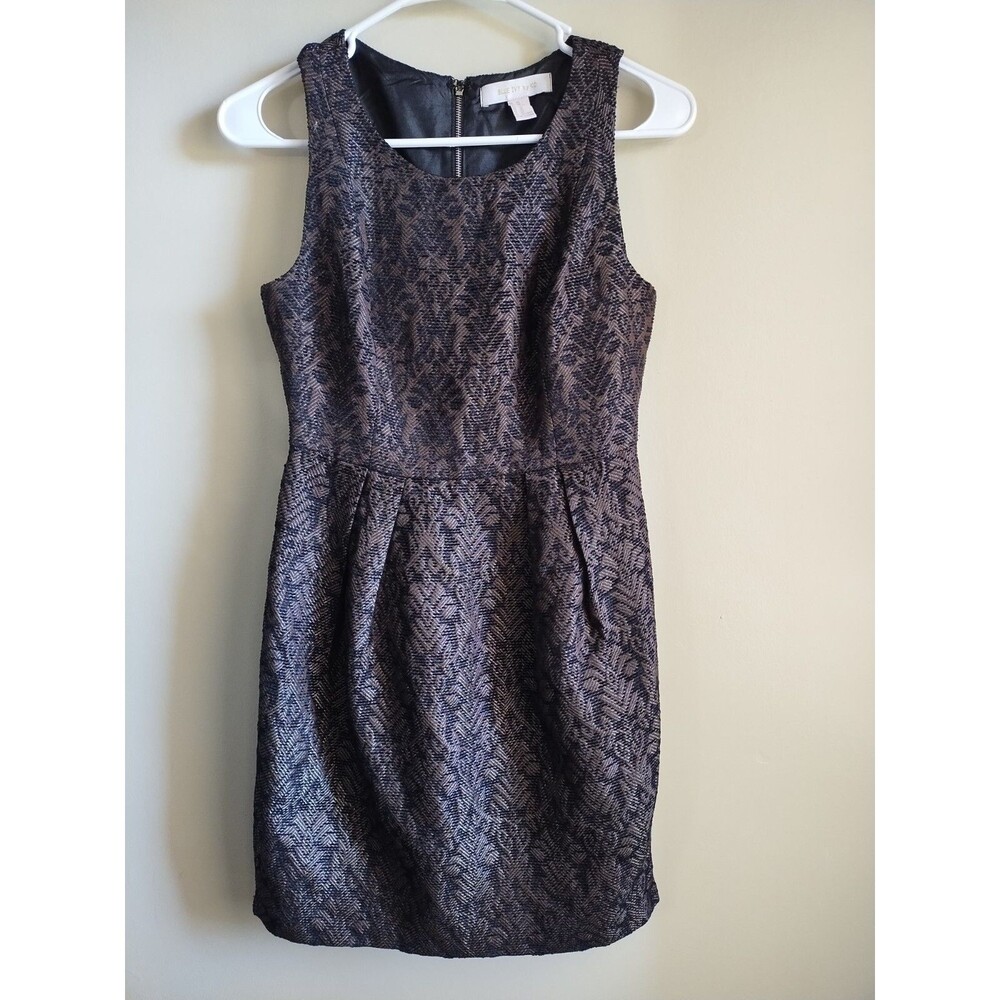 Blue Ivy Metallic Brown Brocade Fit & Flare Round Neck Sleeveless Dress Size XS